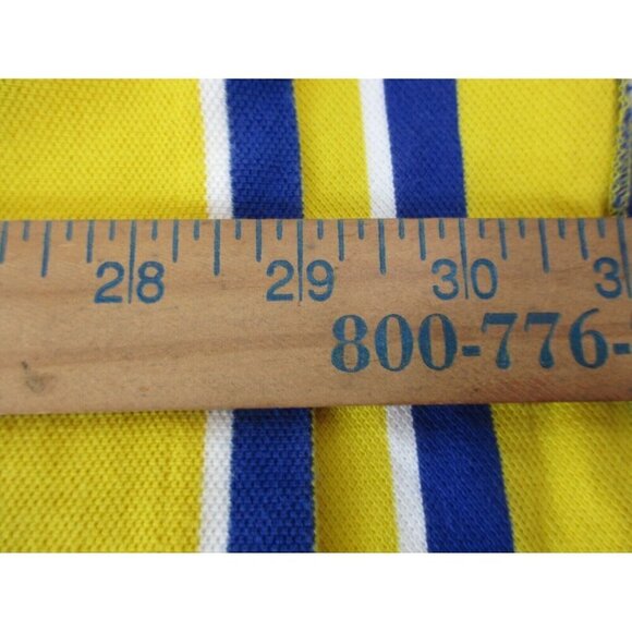 Polo‎ Ralph Lauren Polo Shirt Mens Large Yellow Striped Collared High Low Slit - Picture 10 of 10
